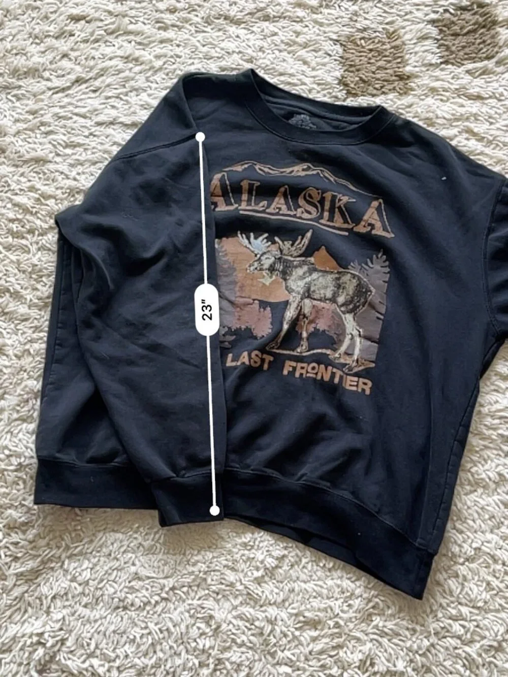 Philcos Alaska The Last Frontier Moose Graphic Crewneck Sweatshirt 2XL Black